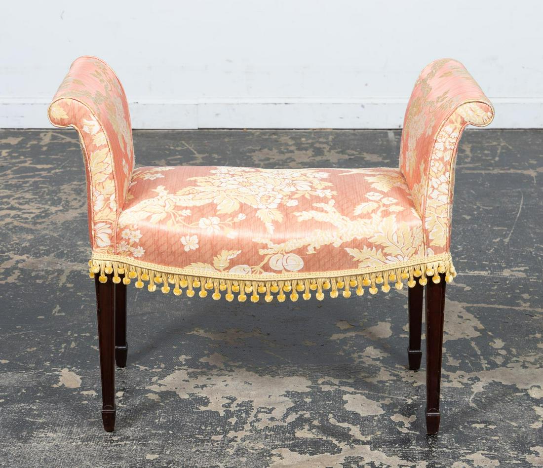 UPHOLSTERED VANITY OR WINDOW BENCH SEAT, CA 1930'S (1 of 4)