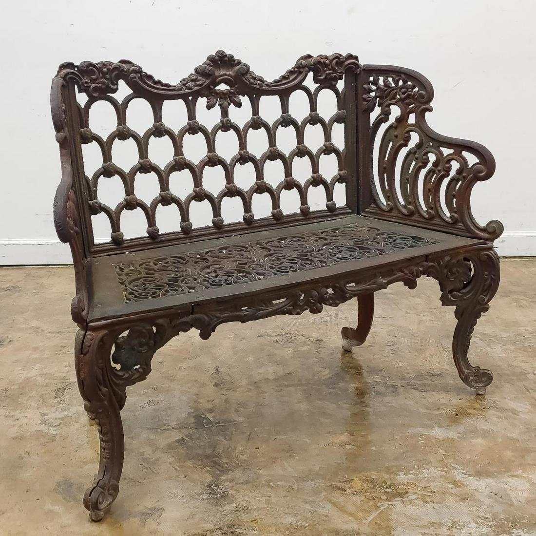 ROCOCO REVIVAL STYLE CAST IRON GARDEN BENCH (1 of 8)