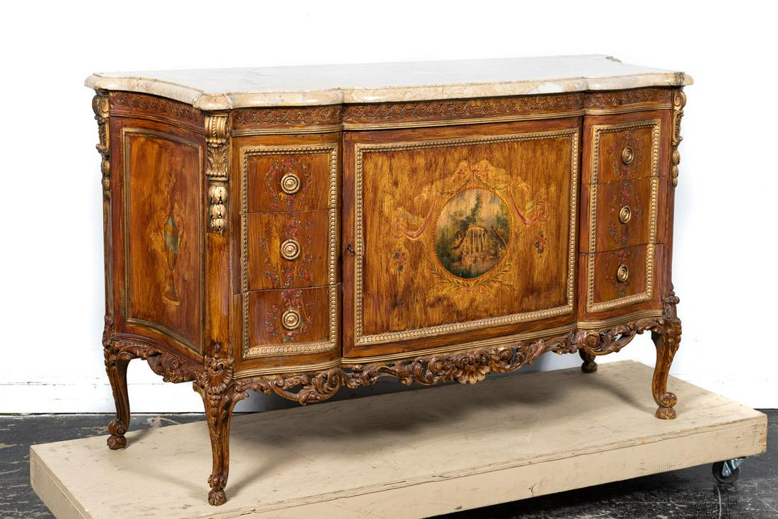 20TH CENTURY ROCOCO STYLE PAINTED COMMODE (1 of 7)