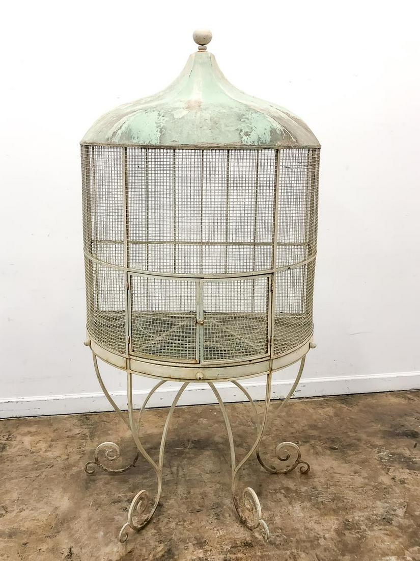 LARGE VICTORIAN STYLE WROUGHT IRON BIRD CAGE (1 of 8)