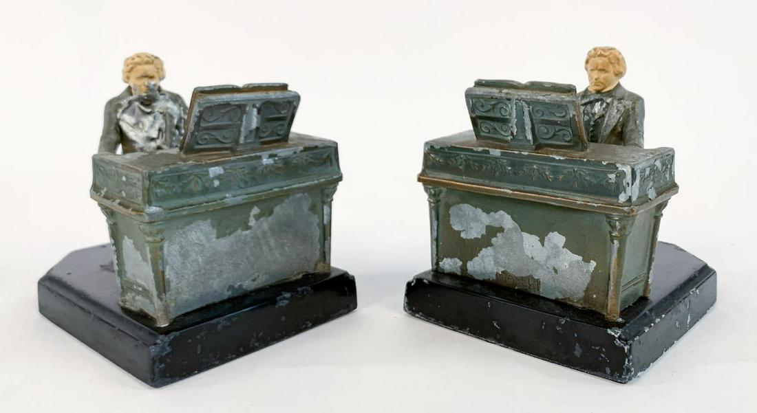 PAIR, JB HIRSCH BEETHOVEN IRON BOOKENDS, 1932 (1 of 7)