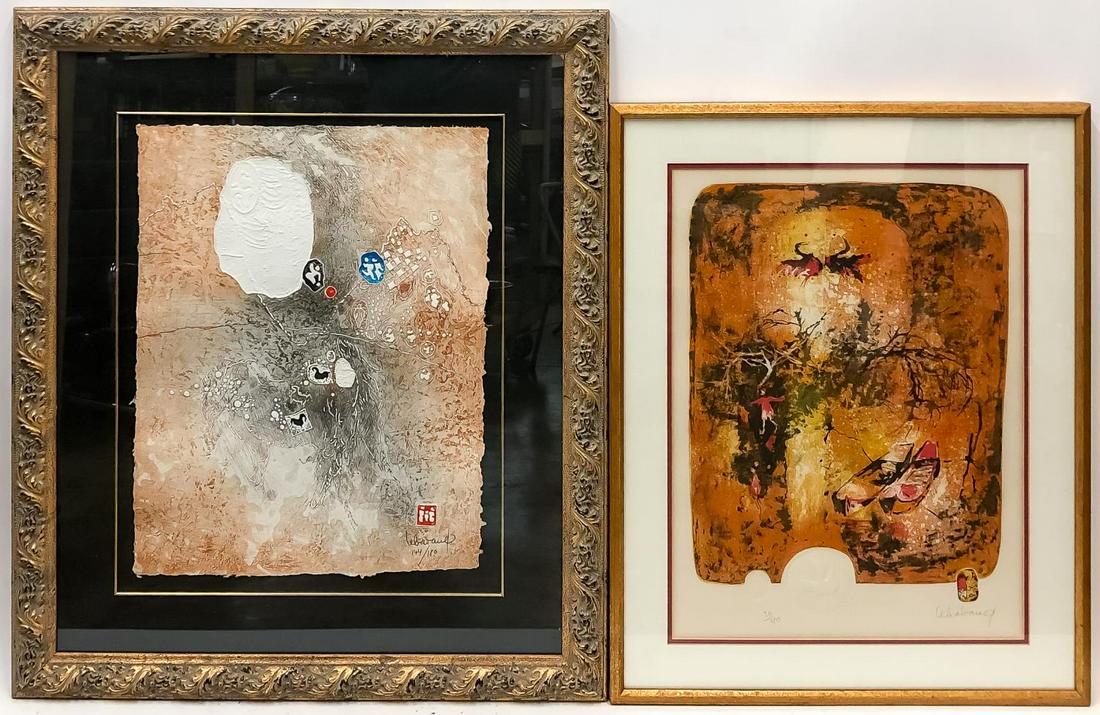 TWO HOI LEBADANG HAND EMBOSSED LITHOGRAPHS (1 of 10)