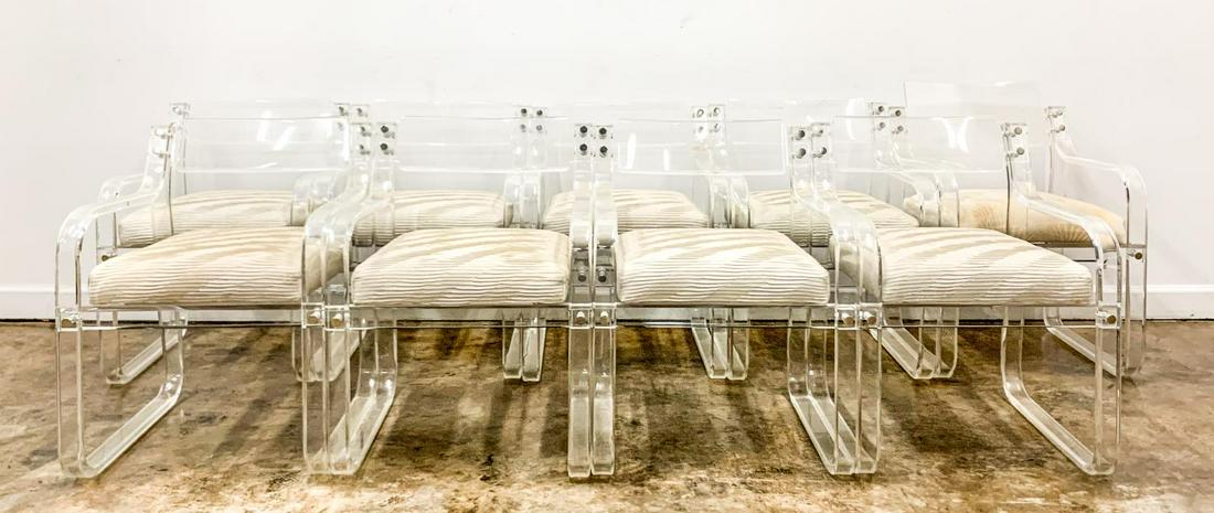 9 HEAVY CUSTOM LUCITE & UPHOLSTERED ARMCHAIRS (1 of 8)