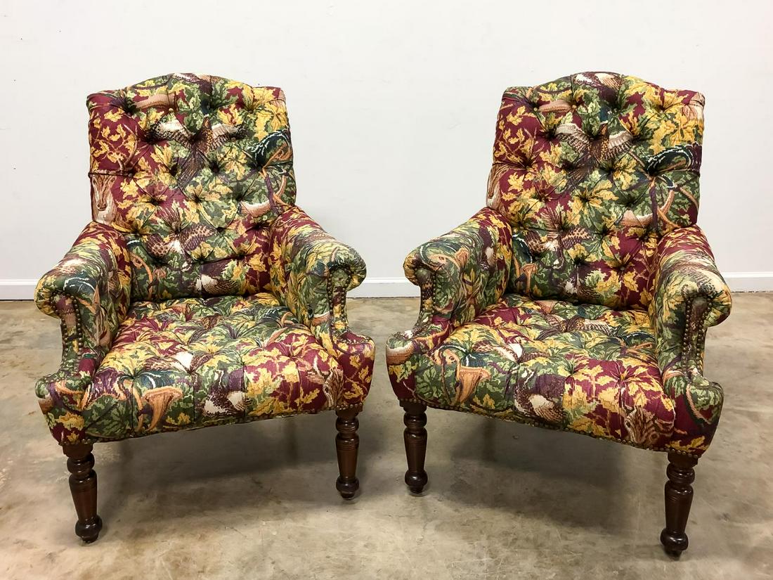 PAIR, RALPH LAUREN "WILD PHEASANT" ARMCHAIRS (1 of 6)