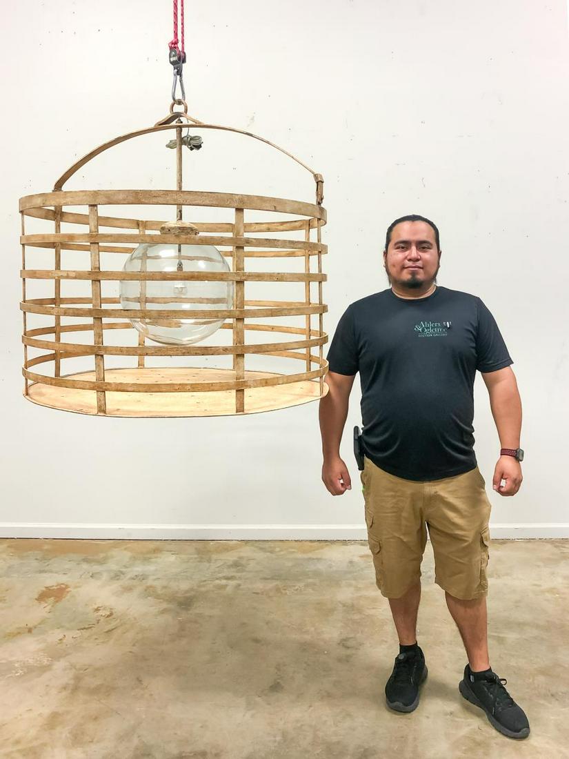 OVERSIZED INDUSTRIAL WROUGHT IRON CAGE CHANDELIER (1 of 7)