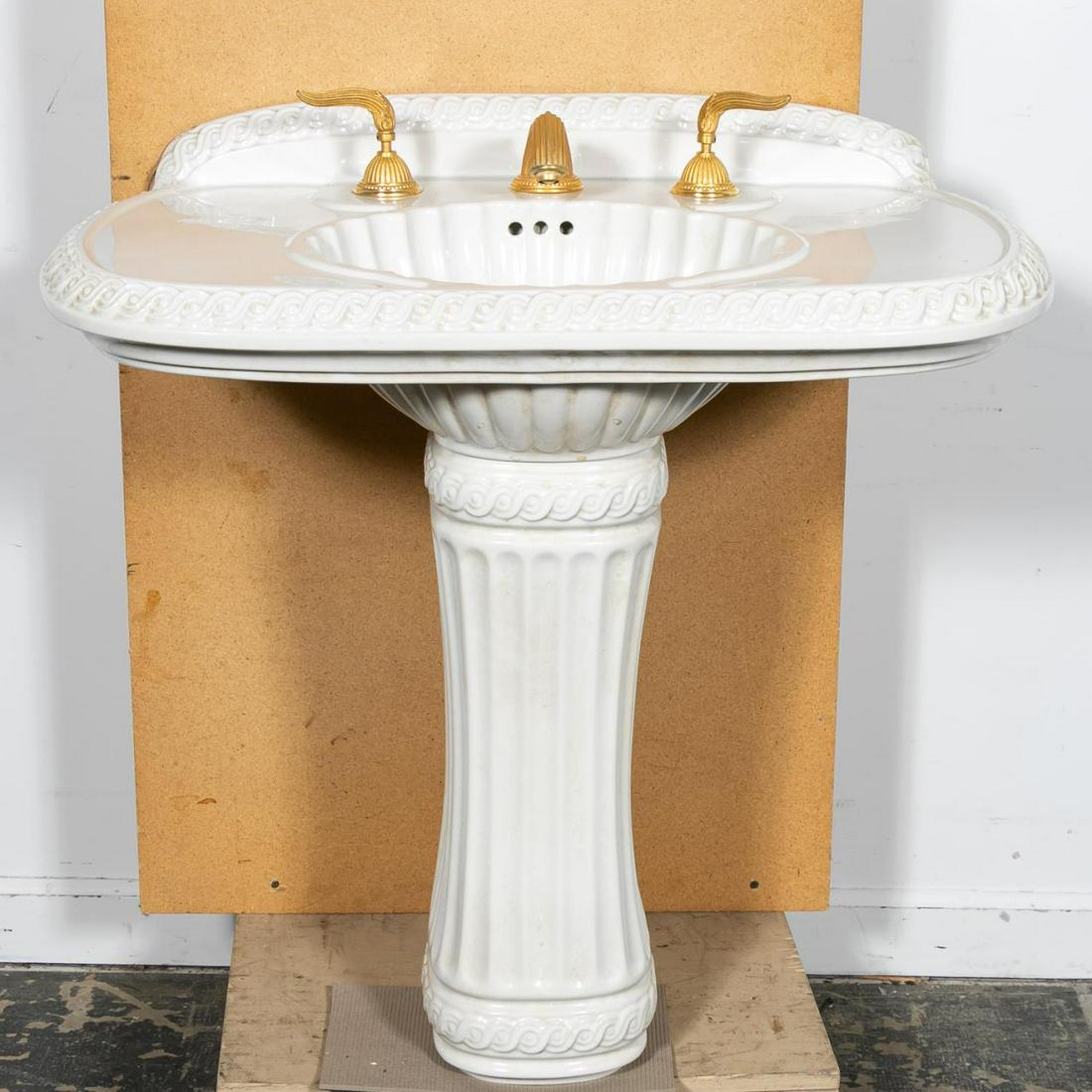 SHERLE WAGNER WHITE PEDESTAL SINK & BASIN SET (1 of 7)