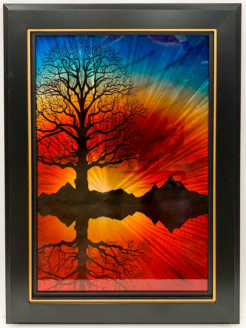 CHRIS DERUBEIS, MIXED MEDIA "TREE" PAINTING, 2017 (1 of 6)