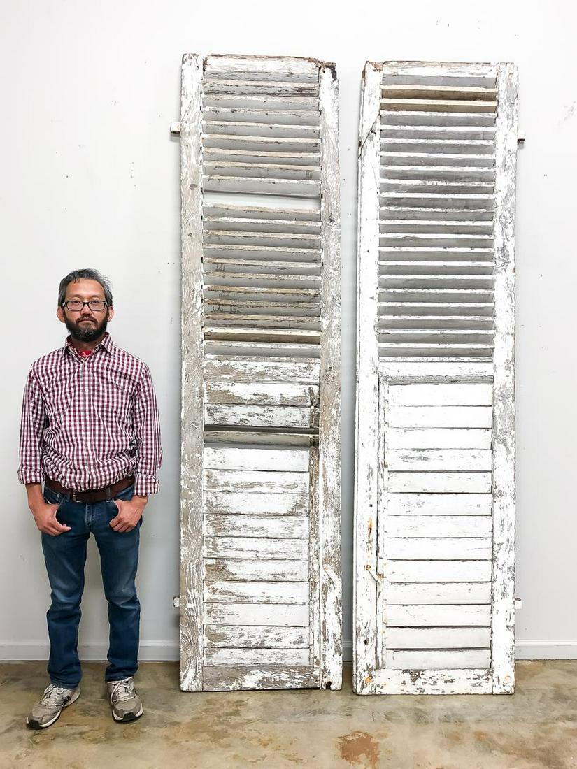 PAIR, 19TH C. OVERSIZED DISTRESSED SHUTTERS (1 of 6)