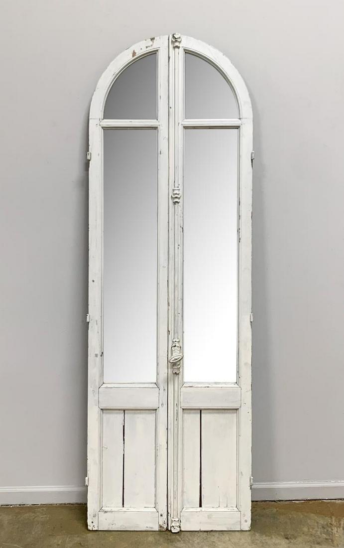 PR., 19TH C. CONTINENTAL DISTRESSED MIRRORED DOORS (1 of 4)