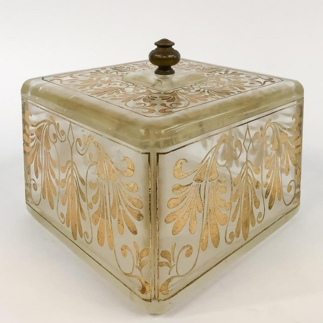 LARGE FLORAL GILT DECORATED LUCITE BOX (1 of 8)