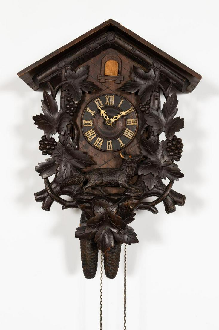 20TH C. GERMAN BLACK FOREST CUCKOO CLOCK WITH FOX (1 of 11)
