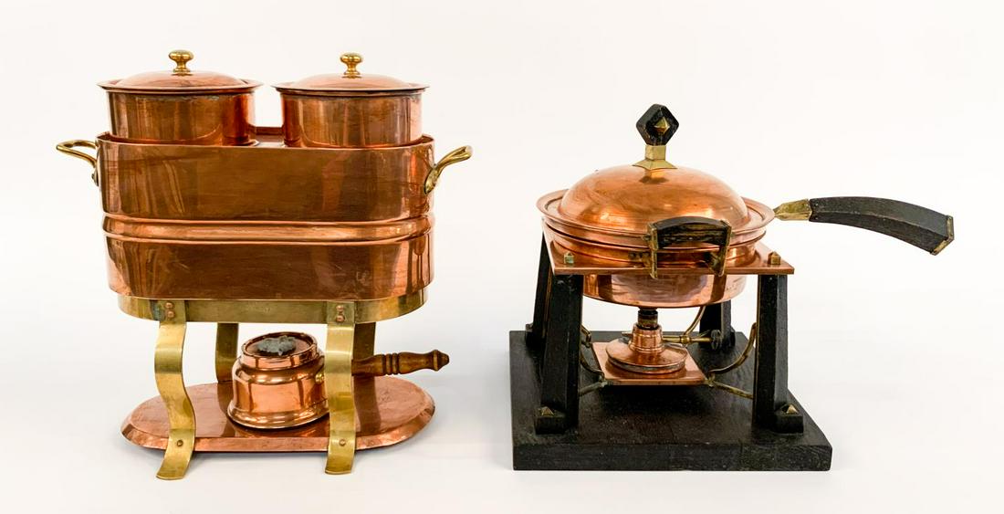 20TH C. AMERICAN COPPER CHAFING DISH AND BAN MARIE (1 of 7)