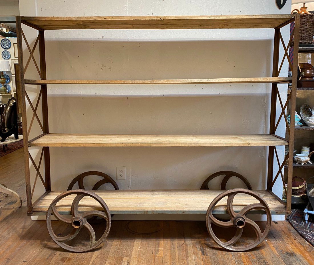 VINTAGE FRENCH INDUSTRIAL ROLLING SHELVES (1 of 7)