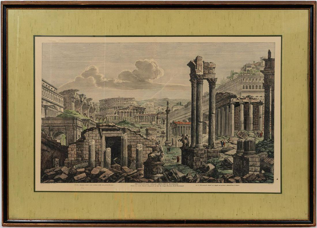 ROSSINI, ARCHITECTURAL COLORED ENGRAVING, 19TH C (1 of 6)