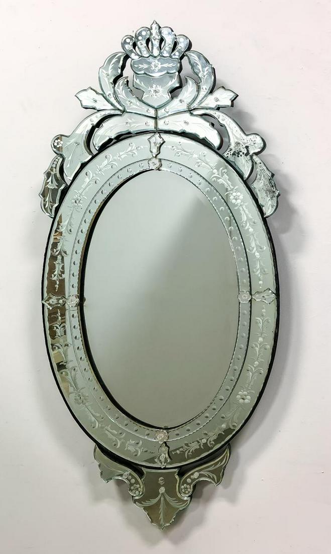 CONTEMPORARY VENETIAN STYLE ETCHED OVAL MIRROR (1 of 4)