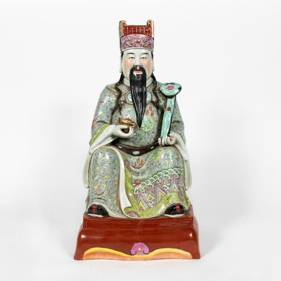 CHINESE FAMILLE ROSE SEATED PORCELAIN FIGURE (1 of 10)