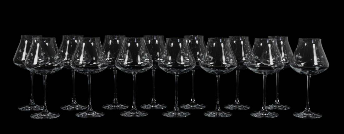 SET OF 14 BACCARAT "CHATEAU BACCARAT" RED WINES: Baccarat, contemporary. A set of fourteen "Chateau Baccarat" red wine glasses. Signed to underside "Baccarat". Approx: h. 9.875", w. 5".