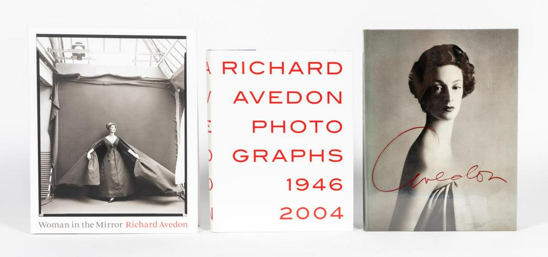 THREE RICHARD AVEDON HARDCOVER PHOTOGRAPHY BOOKS: Three hardcover coffee table art books with dust jackets on the famous photographer Richard Avedon. Approx: h. 14.25", w. 11", d. 2" (Measures Largest).
