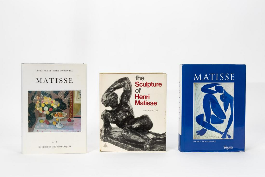 3 HARDCOVER ART BOOKS ON HENRI MATISSE, RIZZOLI: Three hardcover coffee tables books on the works of Henri Matisse including "The Sculptures of Henri Matisse" by Albert Elsen with dust jacket, volume 2 of "Matisse" by Chez Bernheim-Jeune and "Matiss