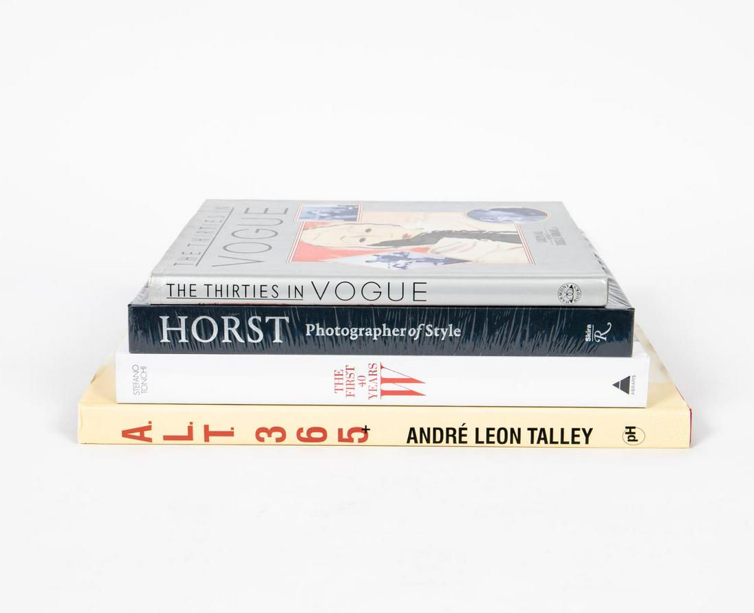 4 HARDCOVER ART BOOKS ON PHOTOGRAPHY INCL. HORST: A grouping of four hardcover coffee table books on famous photographers and the art of photography including "Horst, Photographer of Style" published by Rizzoli, "The Thirties In Vogue" by Harmony Boo