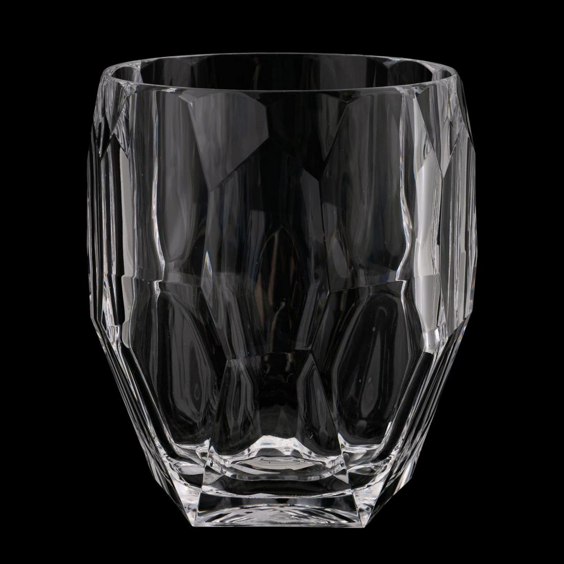 MODERNIST ICE BUCKET BY MARIO LUCA GIUSTI: Mario Luca Giusti, contemporary. "Antarctica" clear acrylic ice bucket / wine cooler having faceted motif. Paper label to underside. Approx. h. 9.25", dia. 7.5".