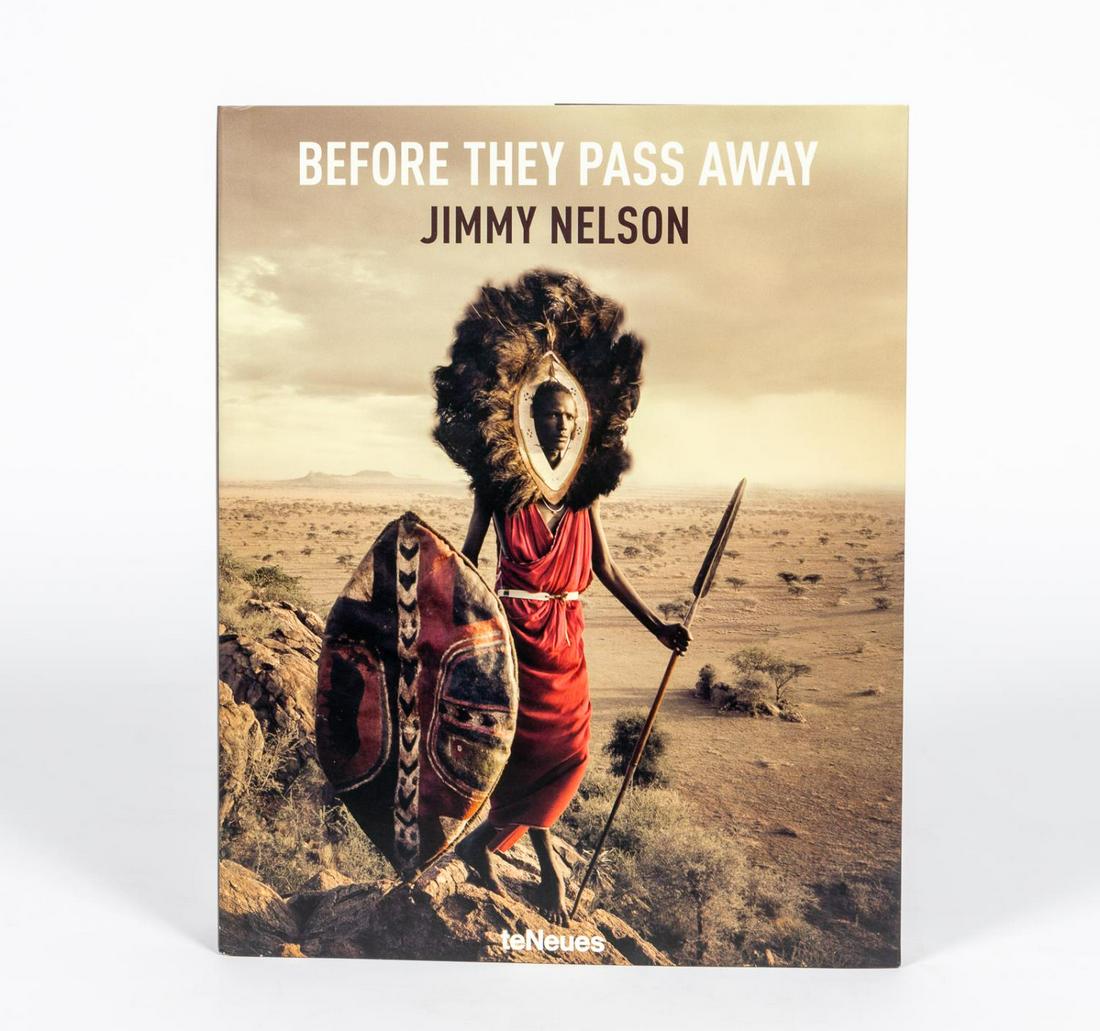 "BEFORE THEY PASS AWAY" OVERSIZED BOOK: An oversized coffee table book with dust jacket "Before They Pass Away" by Jimmy Nelson and published by teNeues. Showcasing photographs of tribal cultures around the world. Approx: h. 15", w. 12", d.