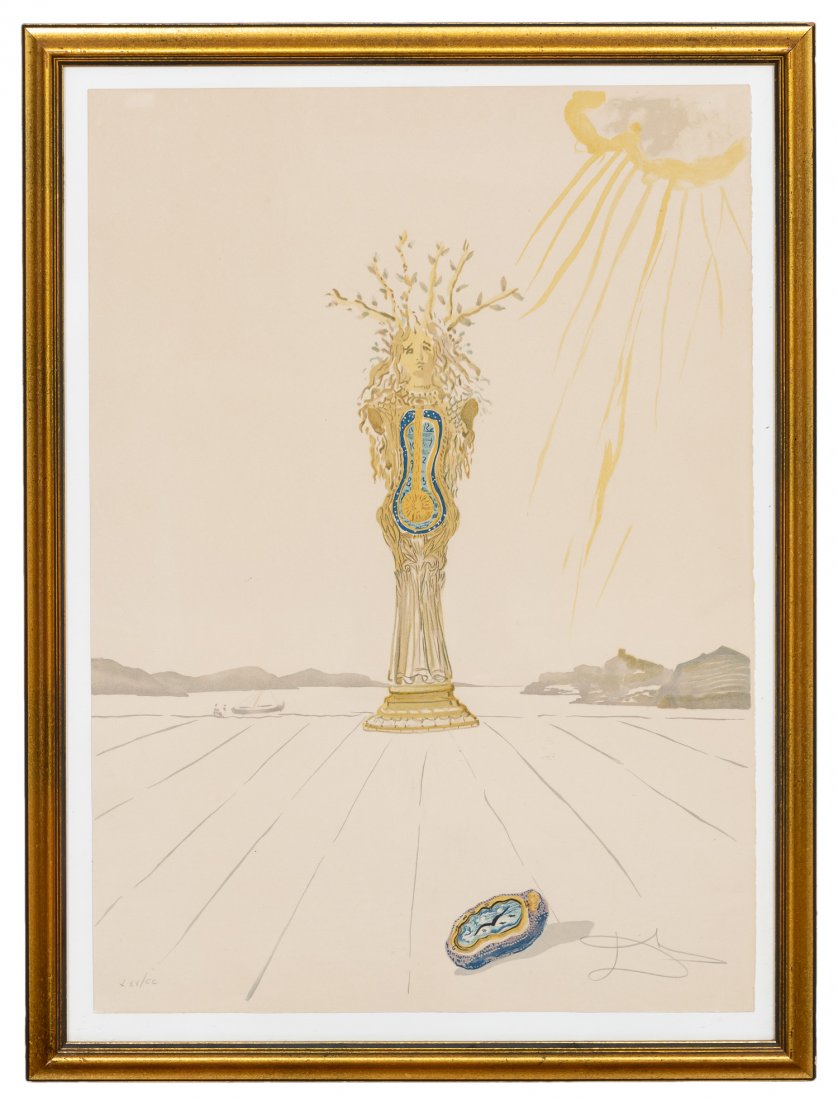 SALVADOR DALI, BAROMETER WOMAN, LITHOGRAPH: Salvador Dali (Spanish, 1904-1989). "Barometer Woman from the Time Suite" -1976, lithograph on paper. Pencil signed lower right, numbered 30/200 lower left.Approx. 34.5" x 25.5" (framed), 30" x 21" (s