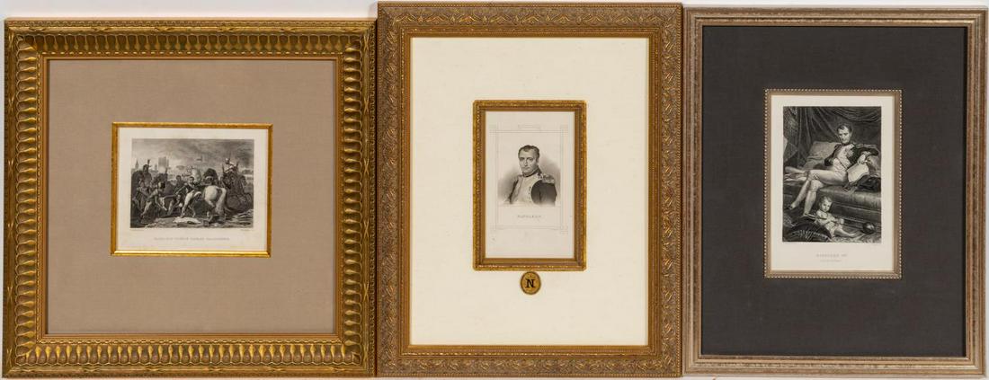 IMAGES OF NAPOLEON, COLLECTION OF 3, FRAMED: Continental school, 19th/early 20th century. Three images of Napoleon, engravings on paper.Largest approx. 14.25" x 14.75" (framed), 5" x 6" (sight)