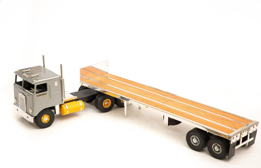 Silver Flatbed Tractor Trailer Model Truck (1 of 4)