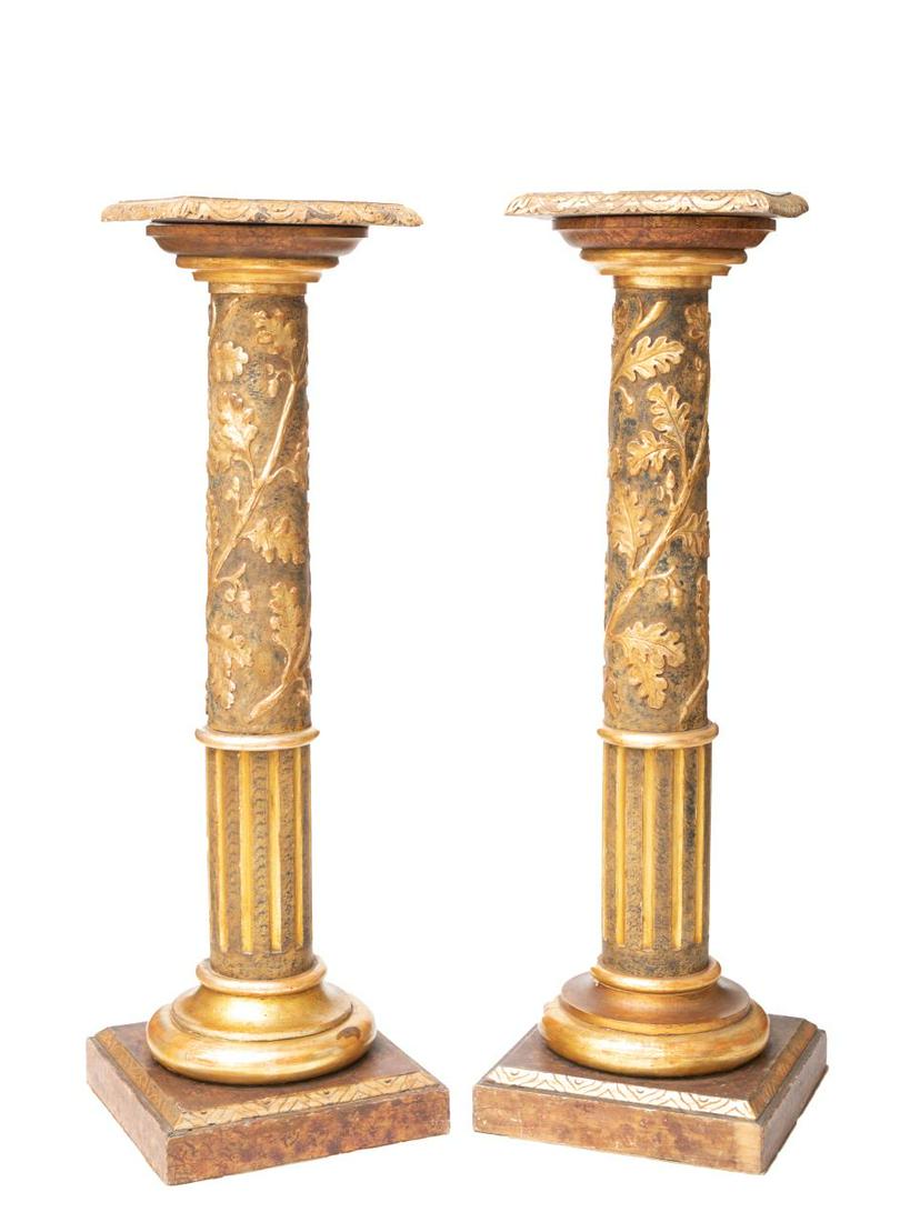 Pair, Italian Style Painted & Gilt Pedestals (1 of 3)