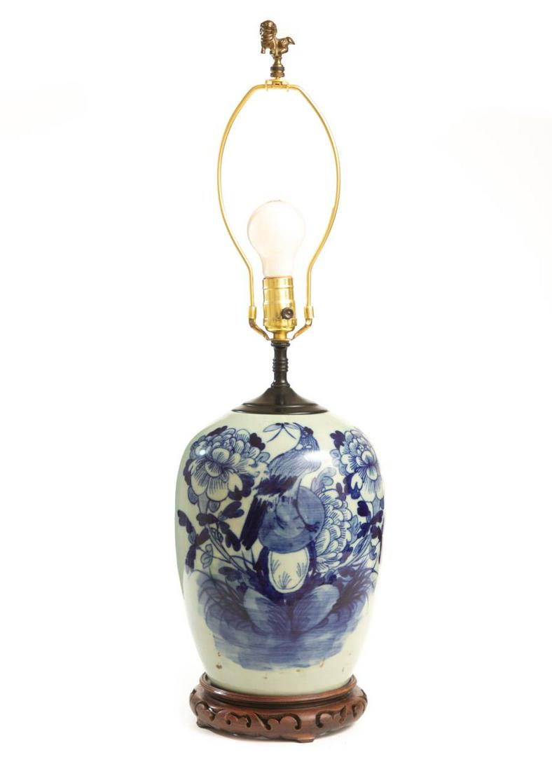 Chinese B/W Porcelain Jar Converted to Lamp (1 of 5)