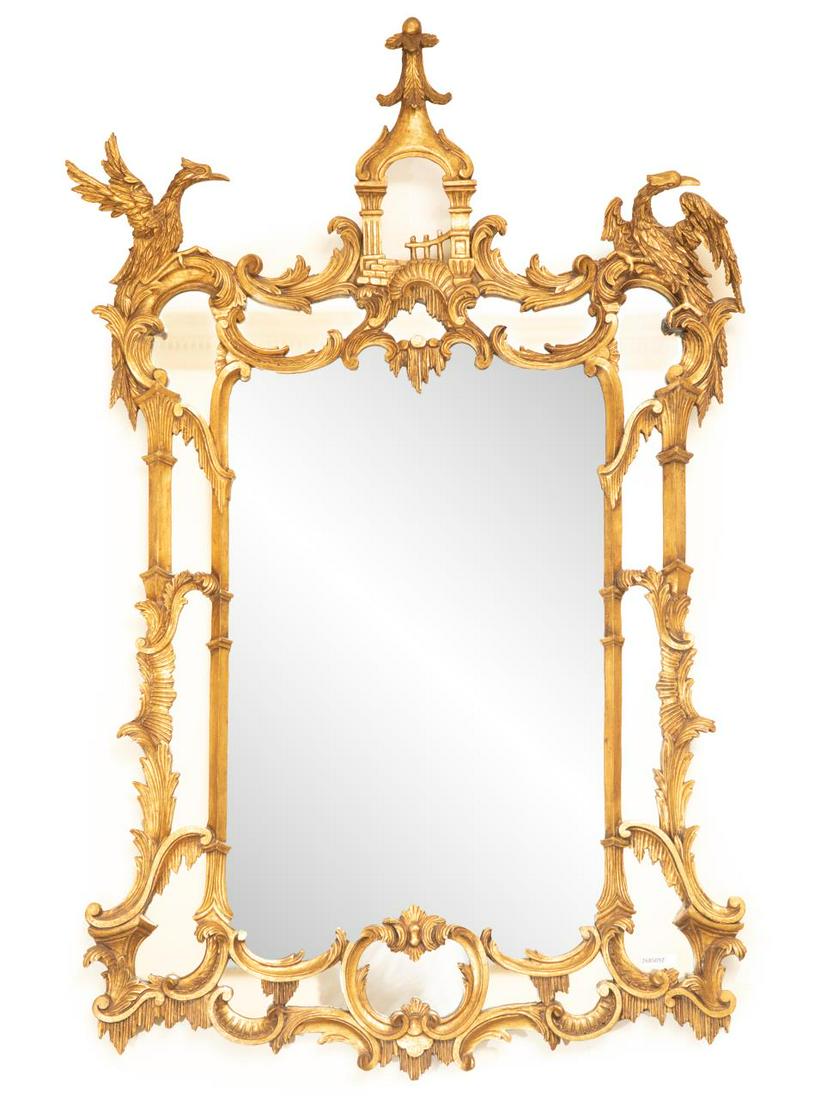 Chinese Chippendale Style Giltwood Wall Mirror (1 of 4)