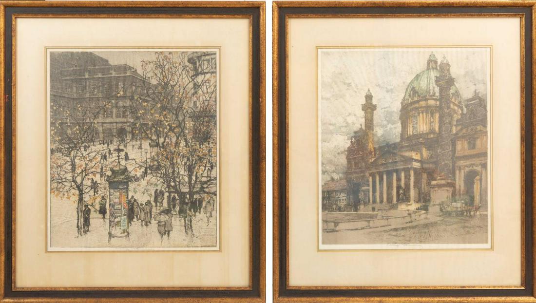 Two Framed Austrian Etchings, Signed Kasimir (1 of 7)
