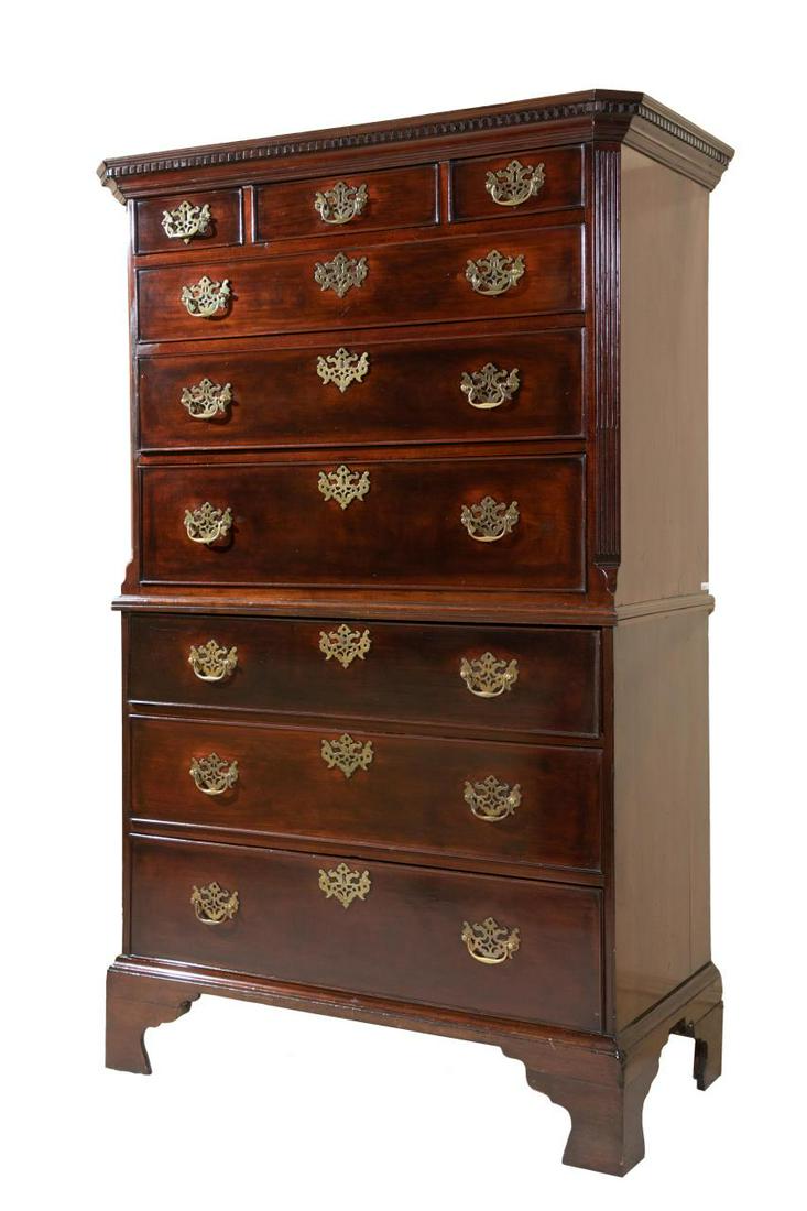 19th C. Chippendale Style Mahogany Chest on Chest (1 of 5)