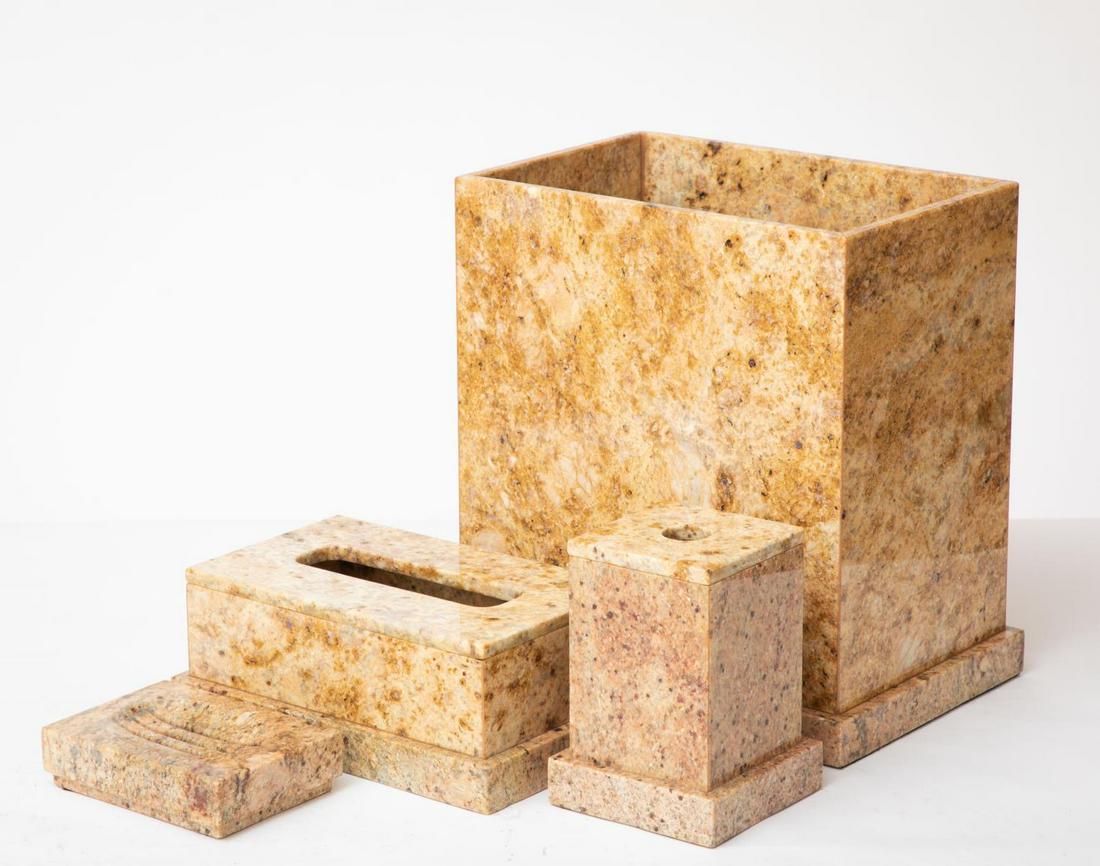 Four Piece Set of Marble Bathroom Accessories (1 of 4)