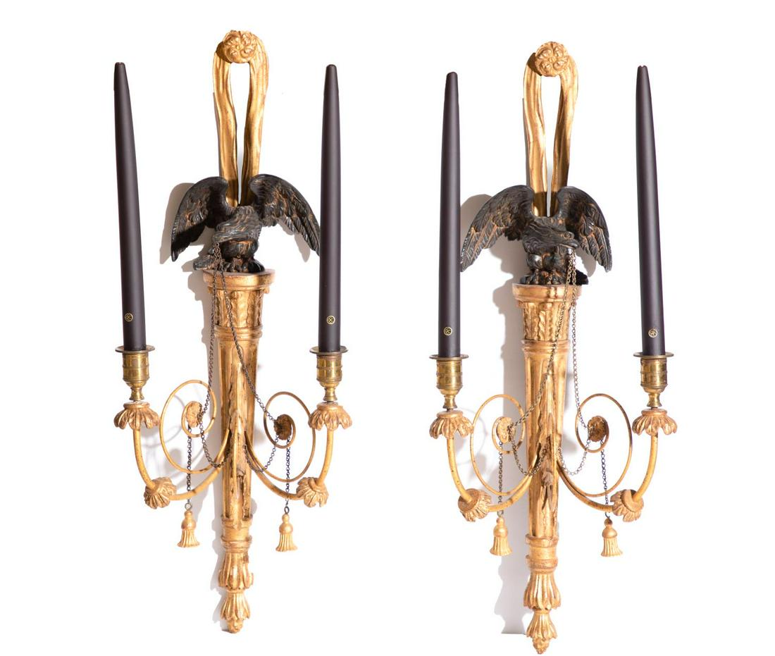 Italian Gilt Wood & Metal 2-Light Wall Sconces (1 of 4)
