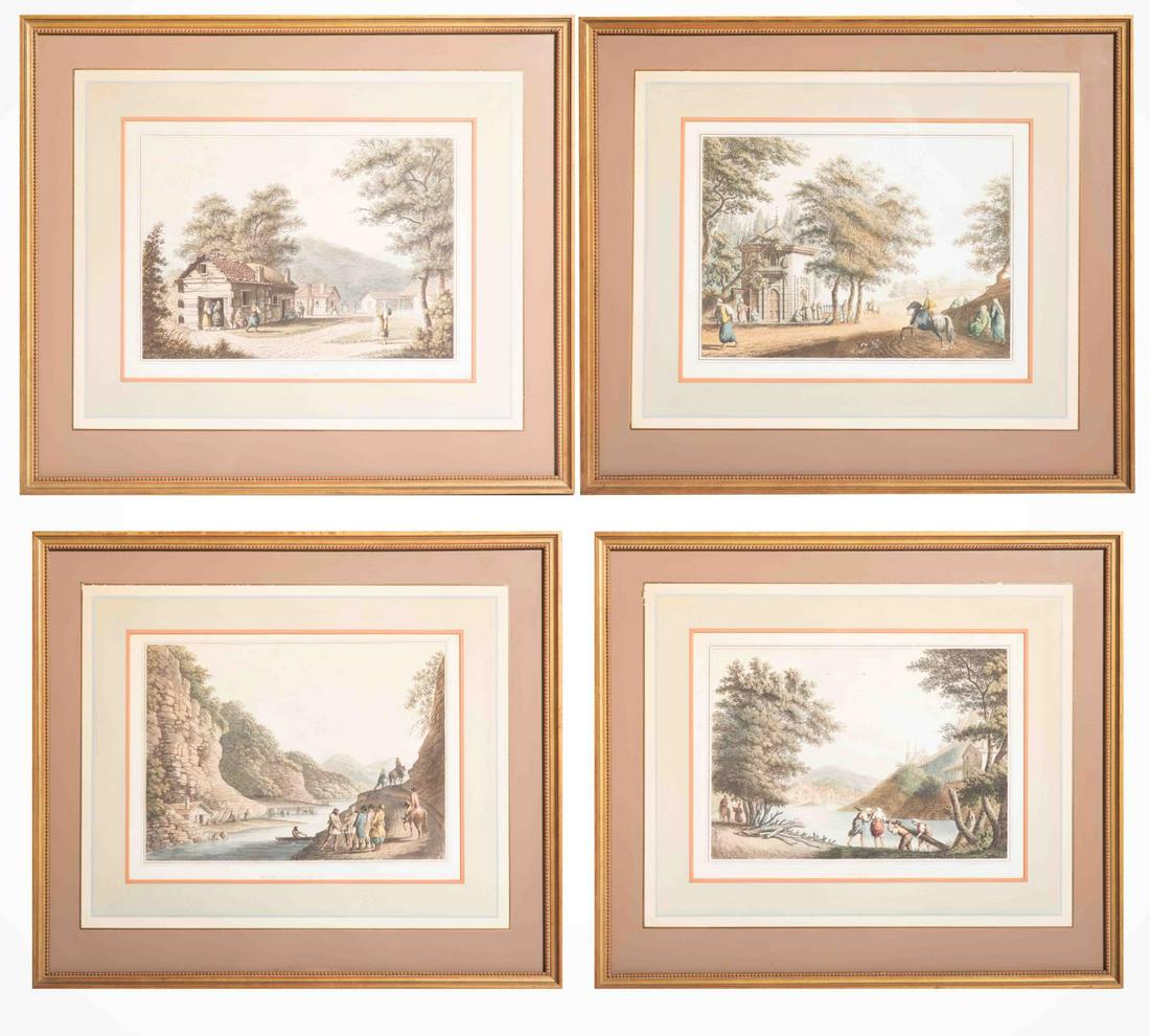 Four Framed & Matted Colored Engravings (1 of 6)