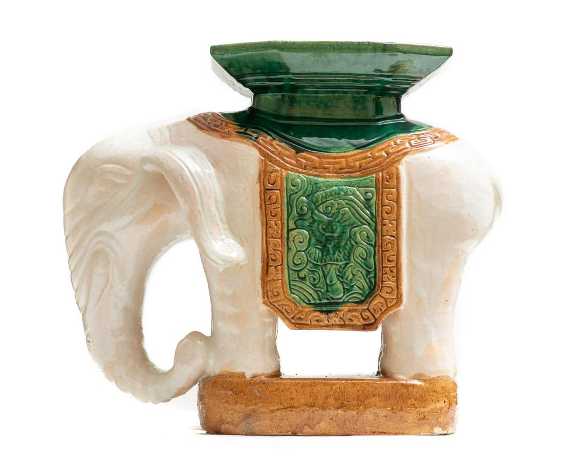 Glazed Ceramic Elephant Garden Seat (1 of 4)