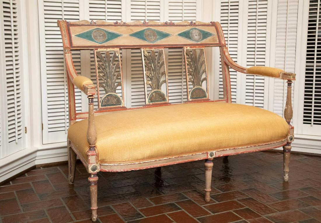 Italian Style Paint Decorated Settee (1 of 3)