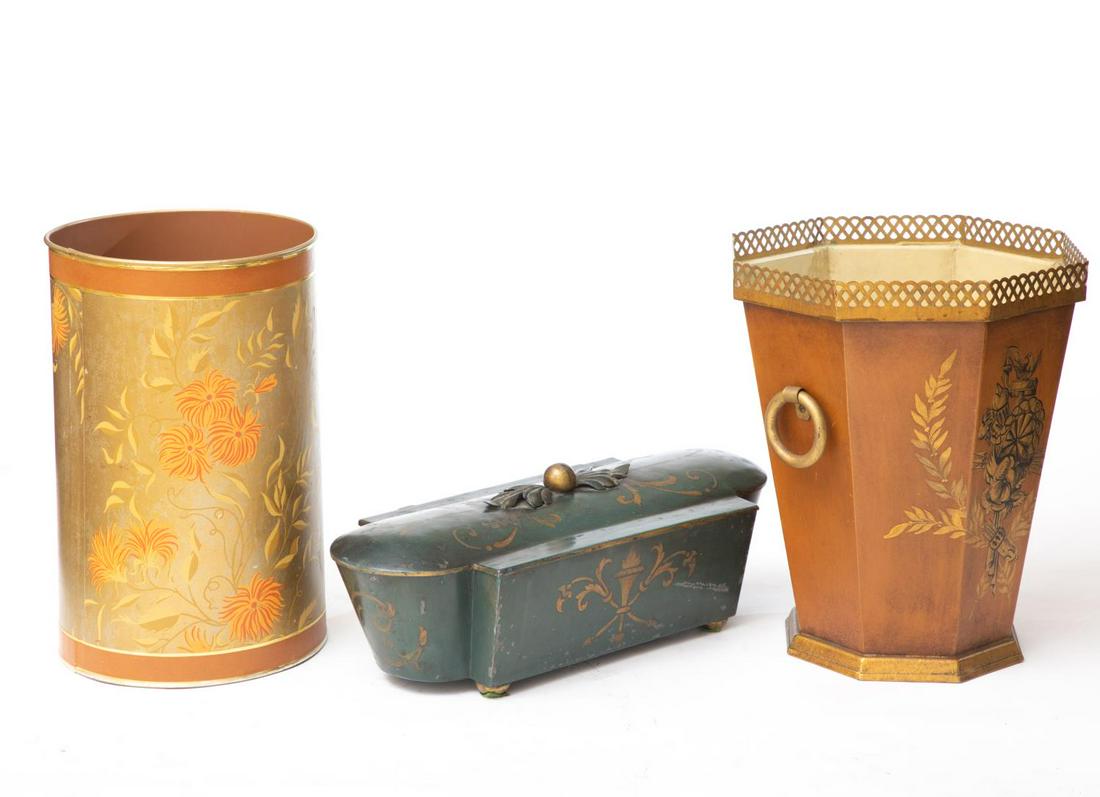 Group of Three Tole Painted Items (1 of 6)