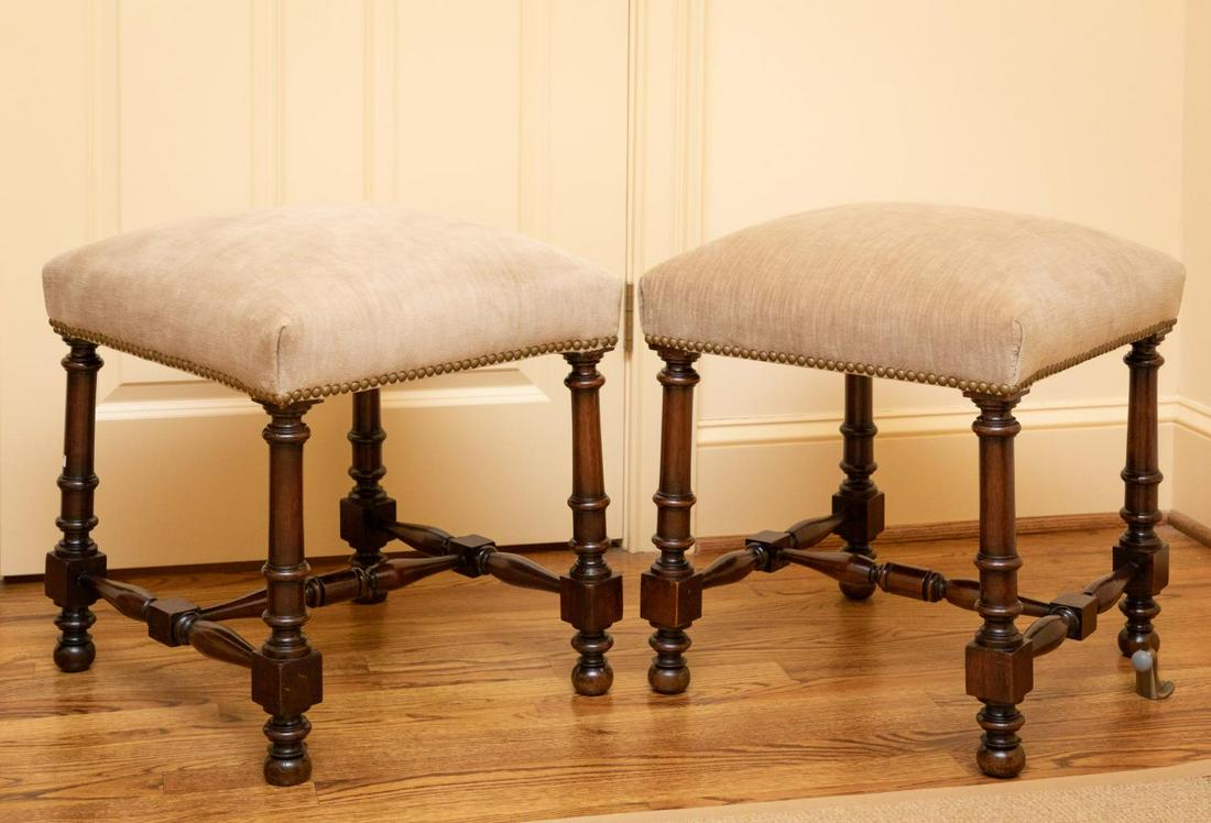 Pair of Contemporary Upholstered Stools (1 of 3)
