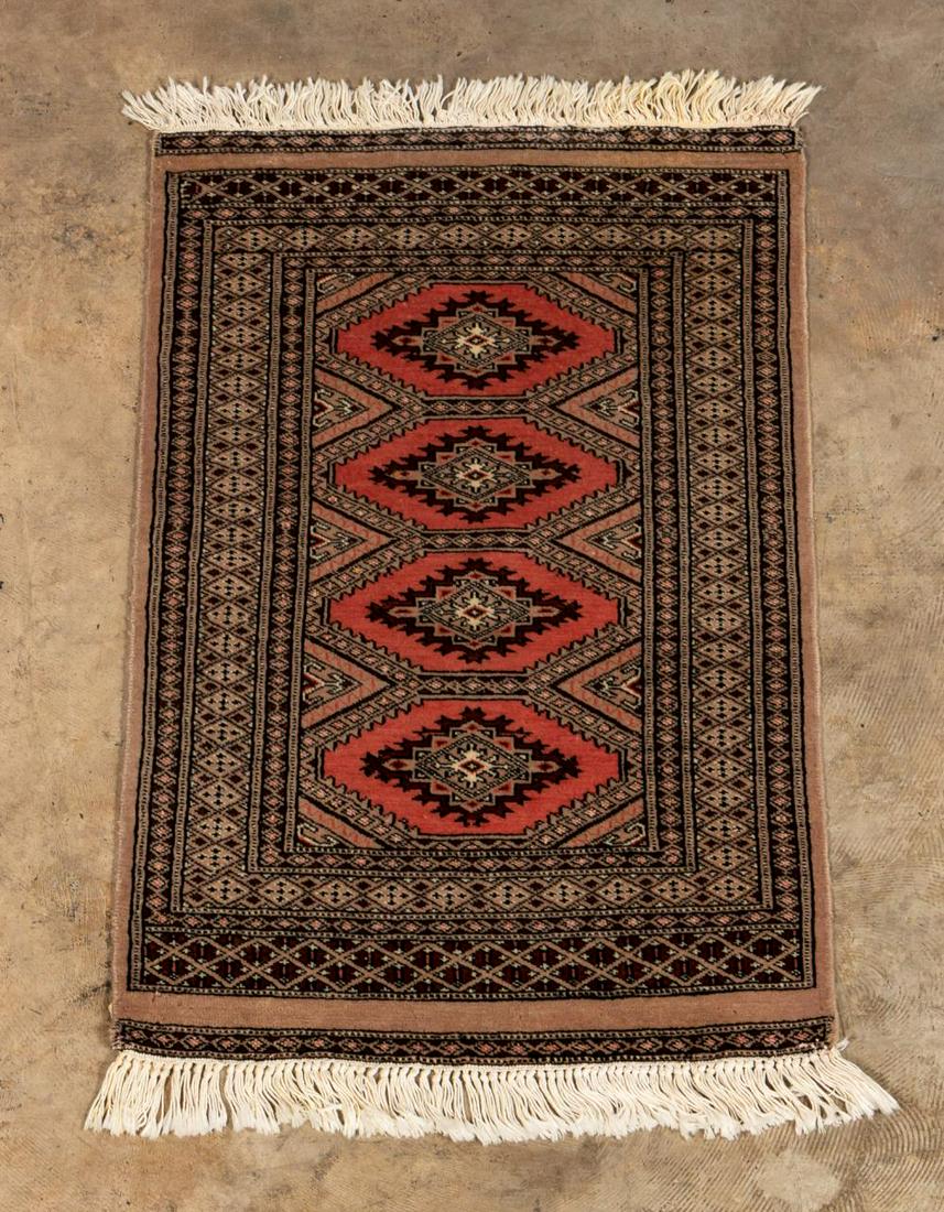 HAND WOVEN BOKHARA RUG, APPROX. 3' 3" X 2' 1": Pakistani. Hand woven Bokhara small carpet. Approx. 3' 3" x 2' 1"