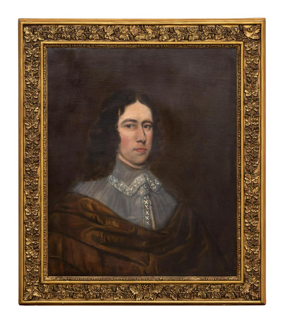 BRITISH SCHOOL, 18TH CENTURY, PORTRAIT OF MAN: British school (18th century). "Portrait of a Nobleman", oil on canvas. Apparently unsigned, giltwood frame. Approx. 37" x 32" (frame), 30" x 25" (canvas)