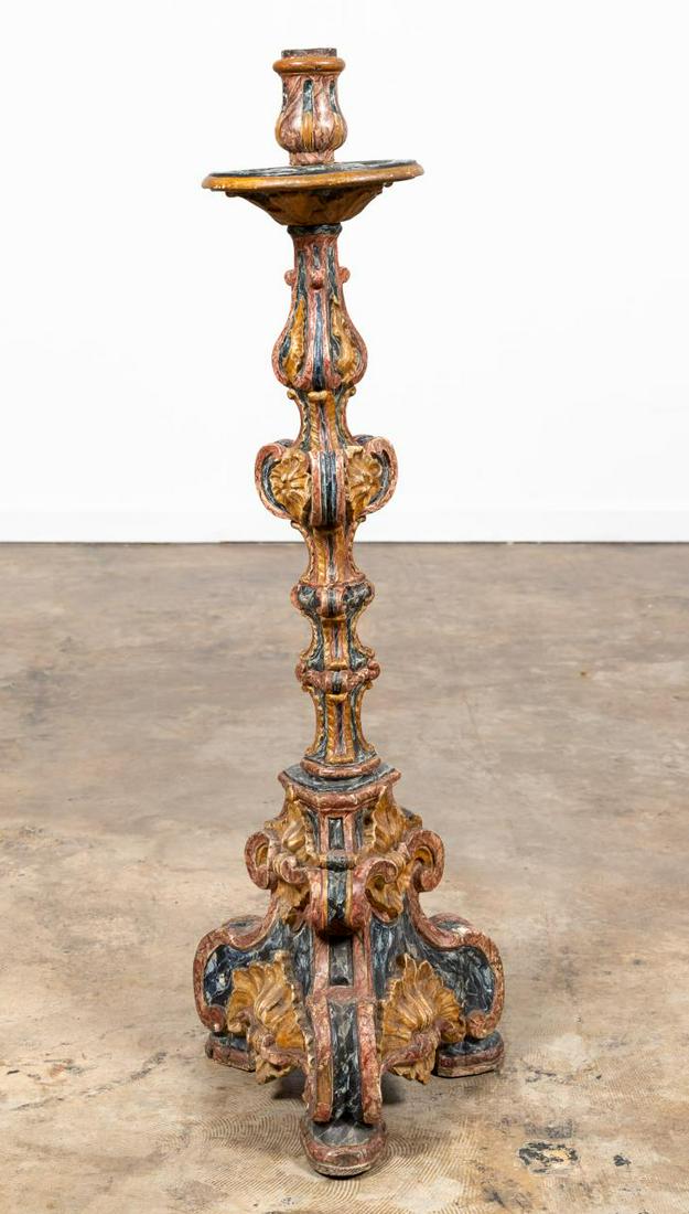 18TH C. ITALIAN POLYCHROME BAROQUE CANDLESTICK (1 of 6)