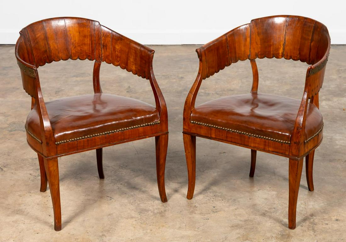 PAIR, 19TH C. CONTINENTAL BIEDERMEIER  ARMCHAIRS (1 of 4)