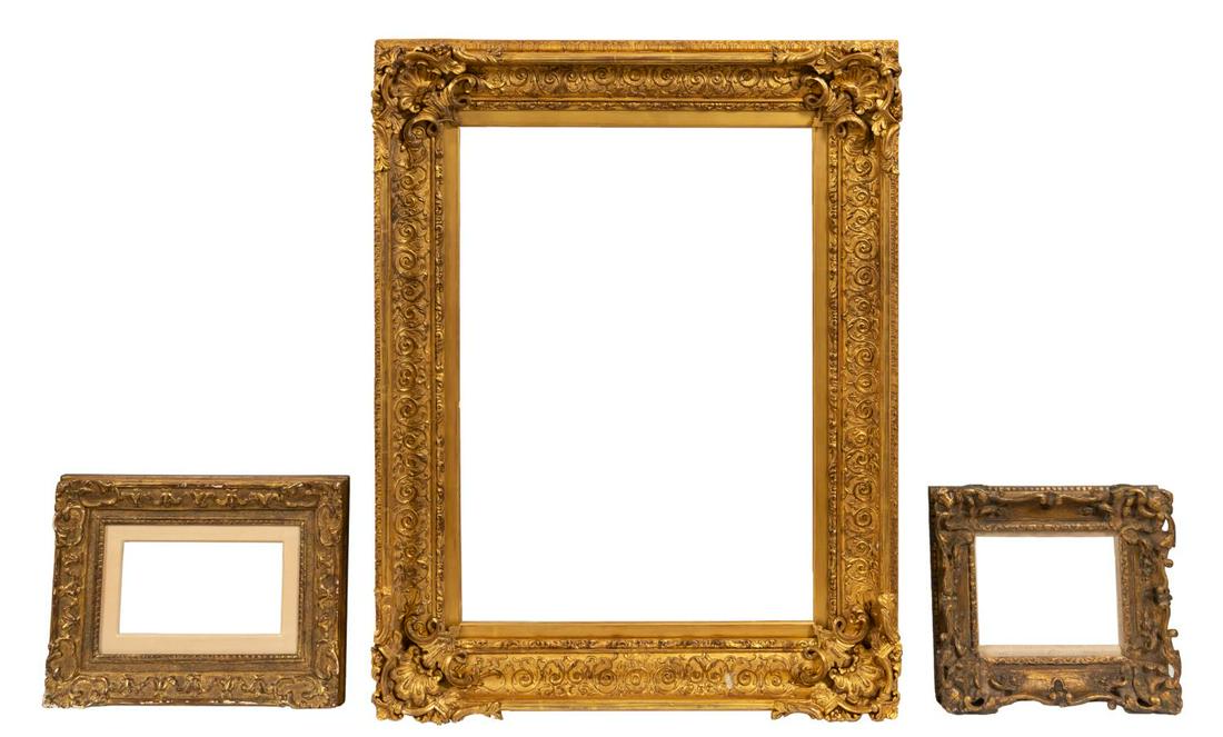 3 PCS, GILTWOOD PAINTING OR MIRROR FRAMES (1 of 2)