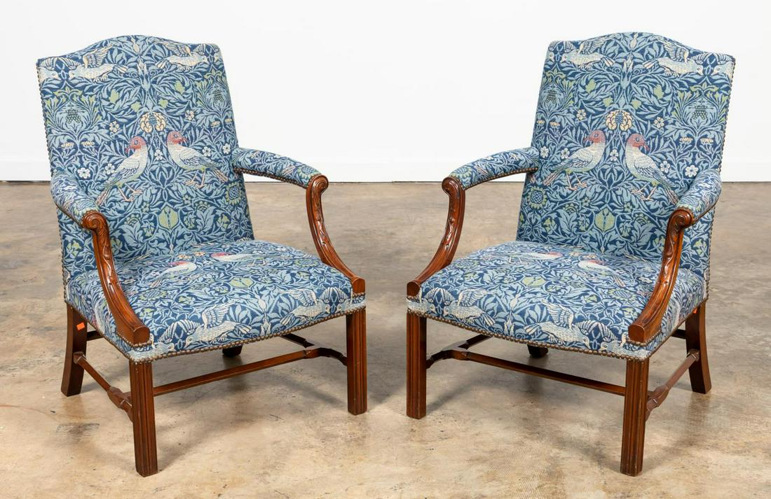 PAIR OF MAHOGANY GAINSBOROUGH ARMCHAIRS (1 of 3)