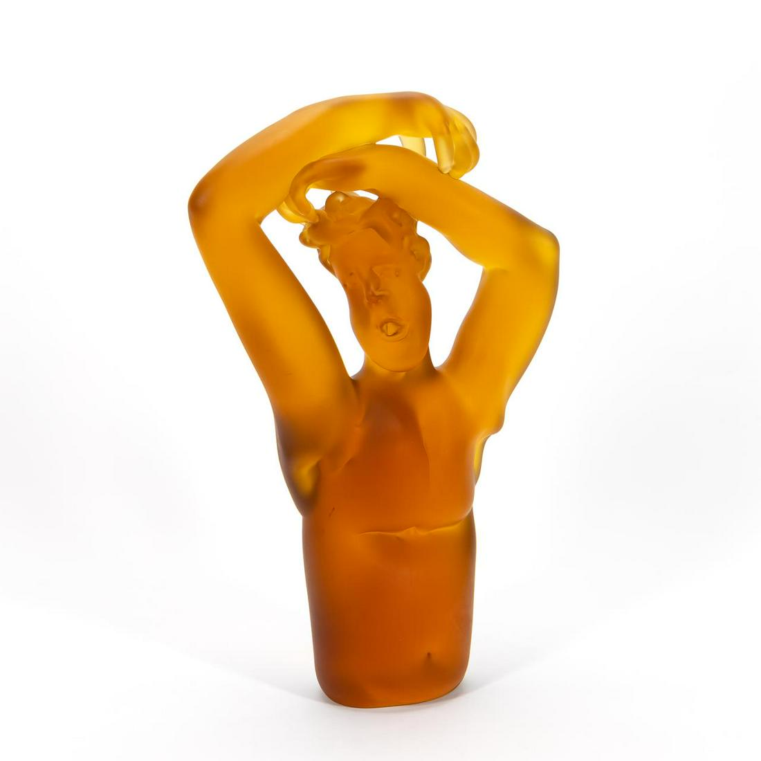 RICHARD JOLLEY, MALE NUDE, ART GLASS, 1996: Richard Jolley (American/Tennessee, born 1952). "Male Figure" -1996, glass. Signed and dated on base. Approx. h. 17".