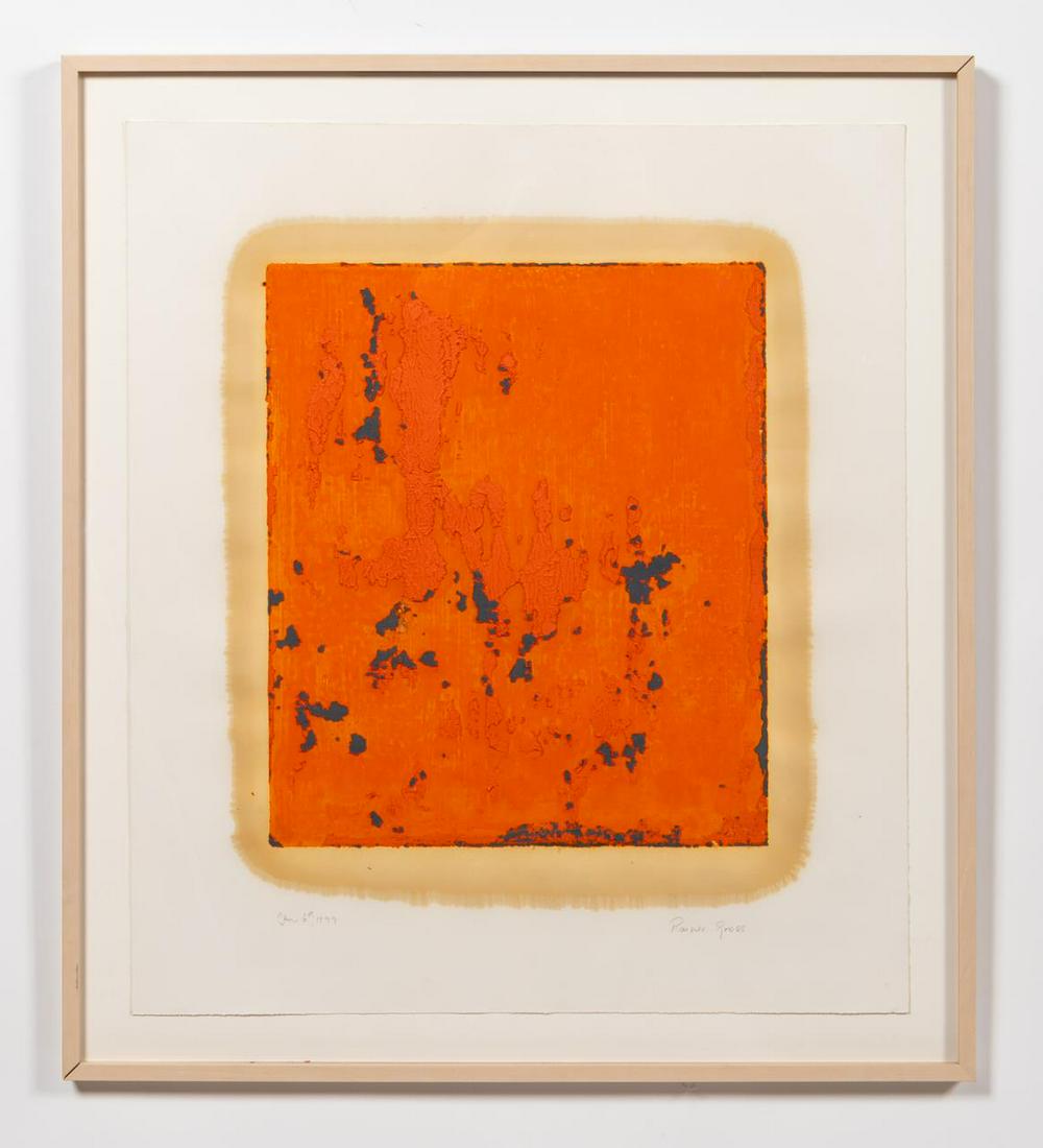 RAINER GROSS, ABSTRACT MIXED MEDIA, 1999: Rainer Gross (German/New York, born 1951). "January 6th" - 1999, mixed media on paper. Signed and dated lower margin. Provenance: From the Estate of JoAnn Hunsinger of Atlanta, Georgia. Approx. 36.75"