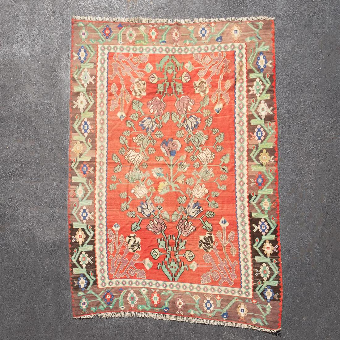 TURKISH KILIM CARPET, 6' 10" x 10' 2": Turkish. Handwoven wool Kilim. Approx. 6' 10" x 10' 2"